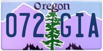 OR license plate 072GIA