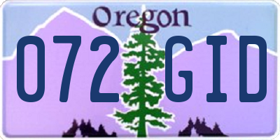 OR license plate 072GID