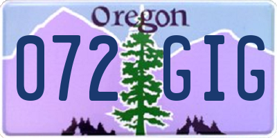 OR license plate 072GIG