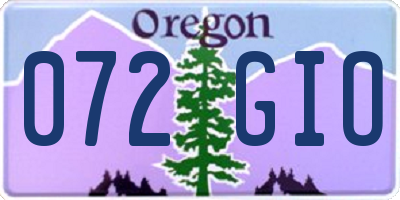 OR license plate 072GIO