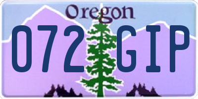 OR license plate 072GIP