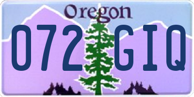 OR license plate 072GIQ
