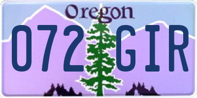 OR license plate 072GIR