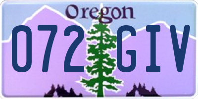 OR license plate 072GIV
