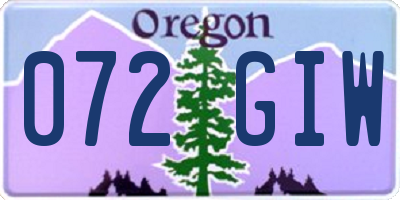 OR license plate 072GIW