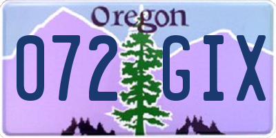 OR license plate 072GIX