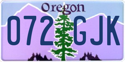 OR license plate 072GJK