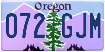 OR license plate 072GJM