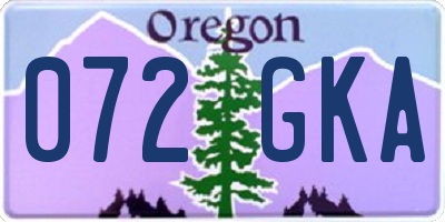 OR license plate 072GKA