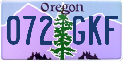 OR license plate 072GKF