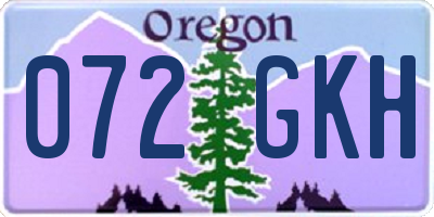 OR license plate 072GKH