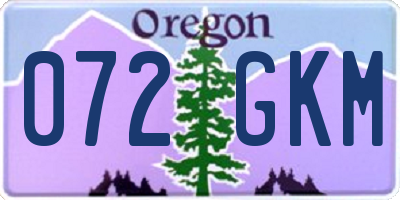 OR license plate 072GKM