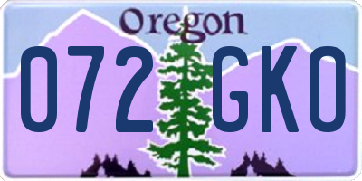 OR license plate 072GKO