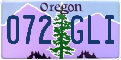 OR license plate 072GLI