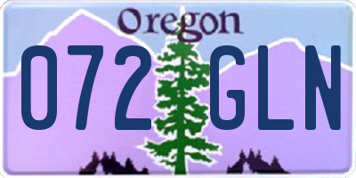 OR license plate 072GLN
