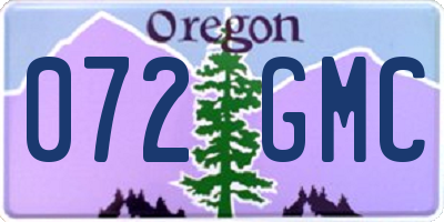 OR license plate 072GMC