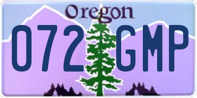 OR license plate 072GMP