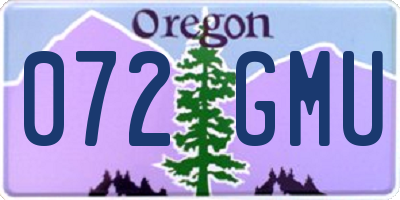 OR license plate 072GMU
