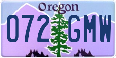 OR license plate 072GMW