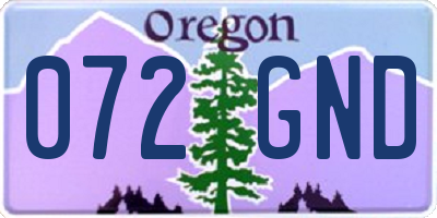 OR license plate 072GND
