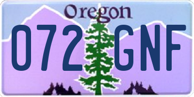 OR license plate 072GNF