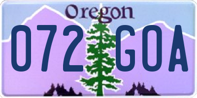 OR license plate 072GOA