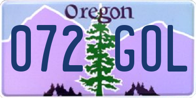 OR license plate 072GOL