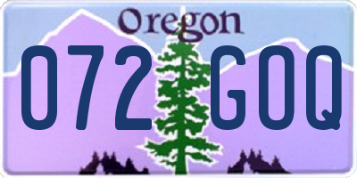 OR license plate 072GOQ