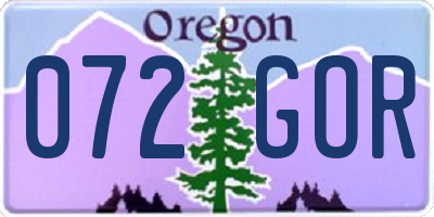 OR license plate 072GOR