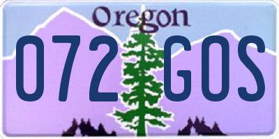 OR license plate 072GOS