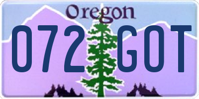 OR license plate 072GOT