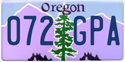 OR license plate 072GPA