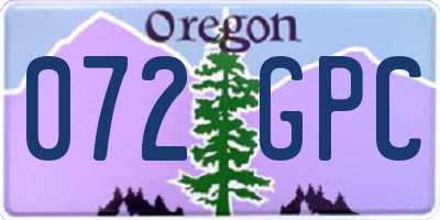 OR license plate 072GPC