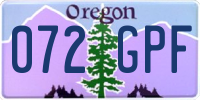 OR license plate 072GPF