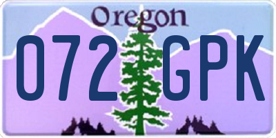 OR license plate 072GPK