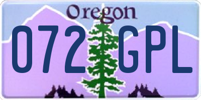 OR license plate 072GPL