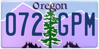 OR license plate 072GPM