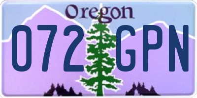 OR license plate 072GPN