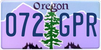 OR license plate 072GPR