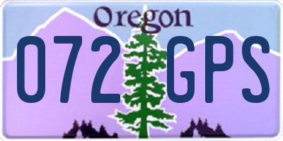 OR license plate 072GPS