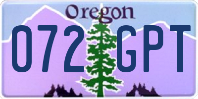 OR license plate 072GPT