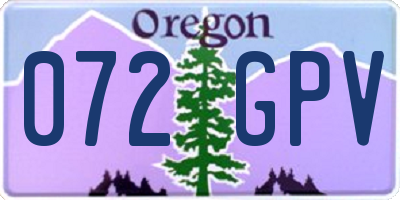 OR license plate 072GPV