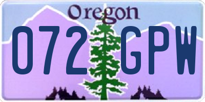 OR license plate 072GPW