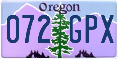 OR license plate 072GPX