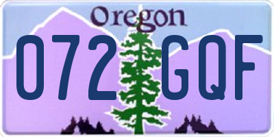 OR license plate 072GQF