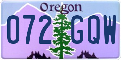 OR license plate 072GQW