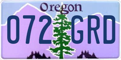 OR license plate 072GRD