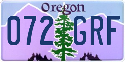 OR license plate 072GRF