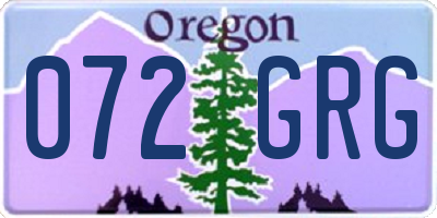 OR license plate 072GRG