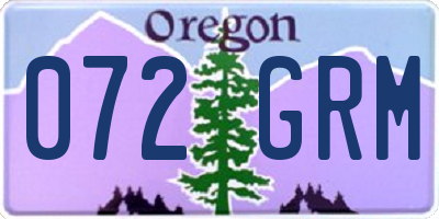 OR license plate 072GRM